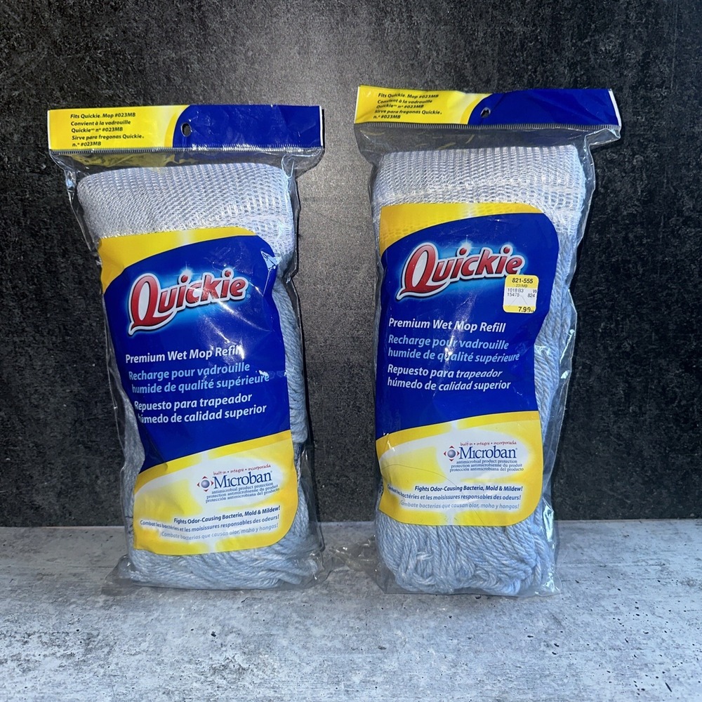 2 Lot Quickie Premium Wet Mop Refill With Microban #023mb #023 023
